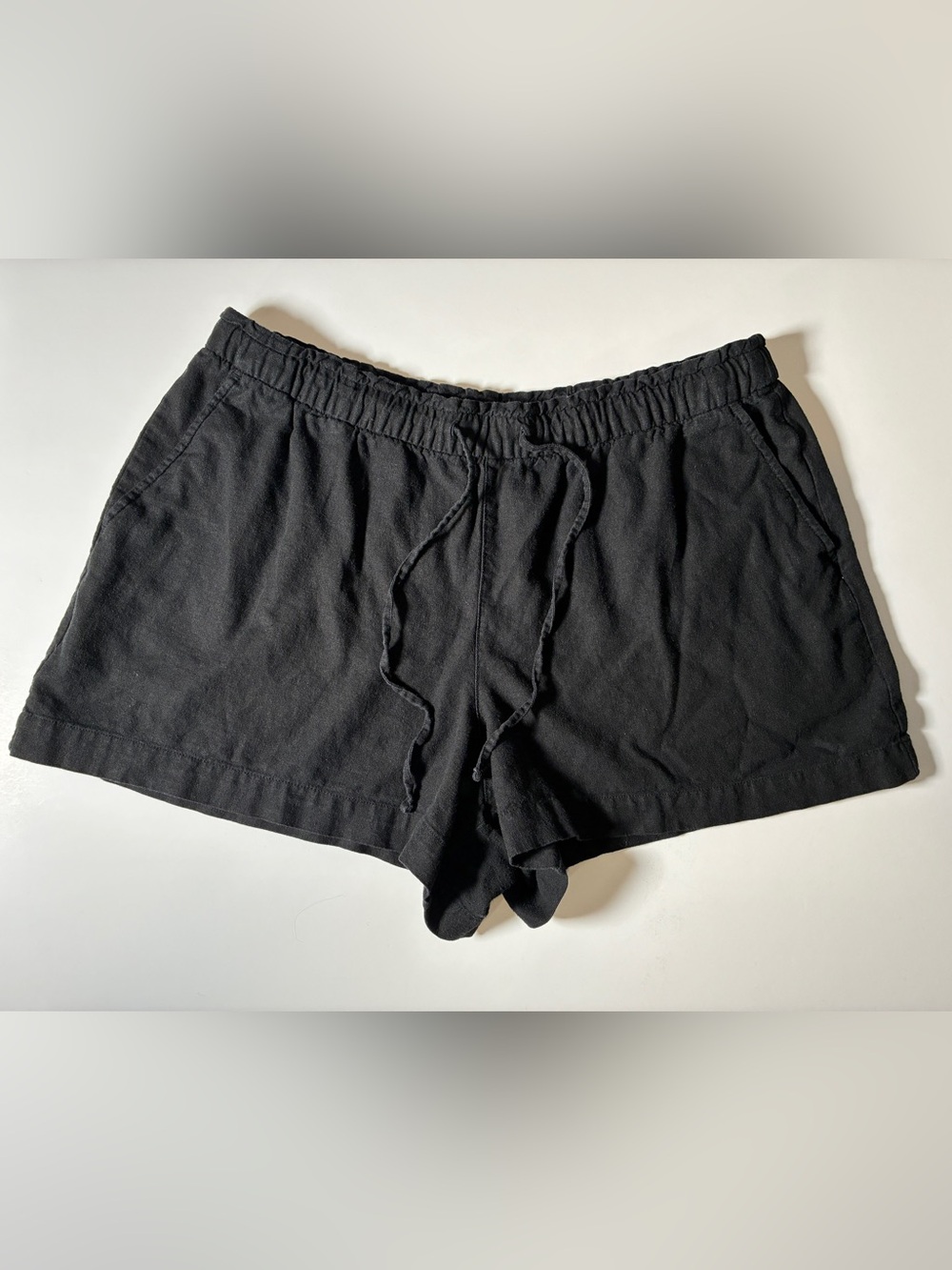 GAP Black Linen Blend Drawstring Shorts Size XL